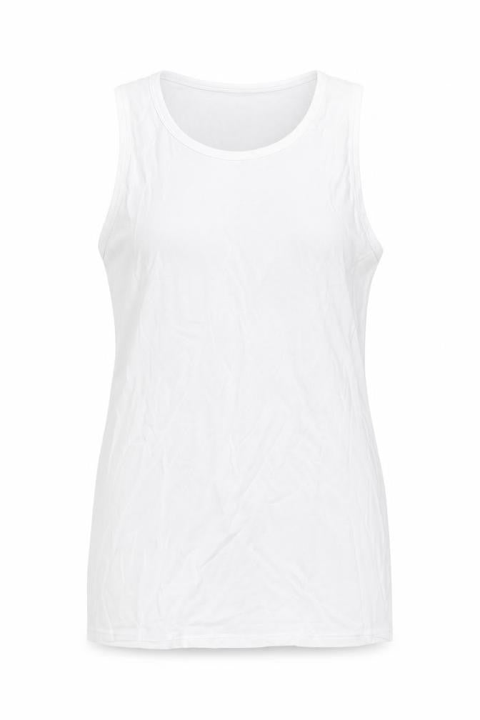 Marks and Spencer Womens White Cotton Basic Tank Size L Scoop Neck