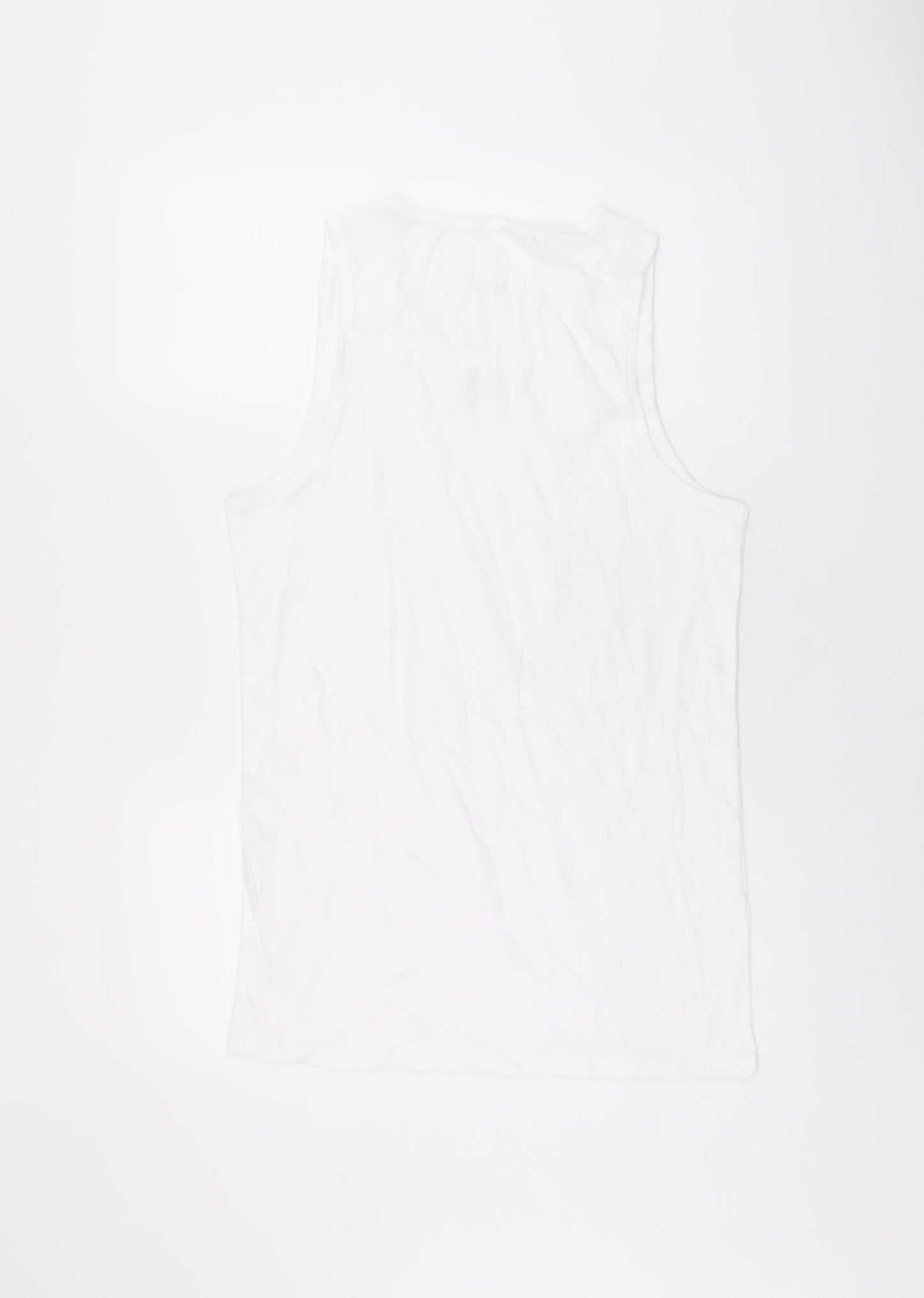 Marks and Spencer Womens White Cotton Basic Tank Size L Scoop Neck