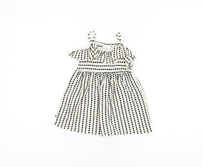 Zara Girls White Striped Cotton A-Line Size 12-18 Months Scoop Neck Pullover