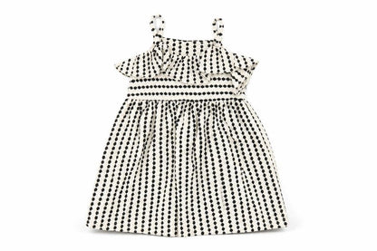 Front view of Zara girls’ white striped cotton a-line, size 12-18, months scoop neck pullover