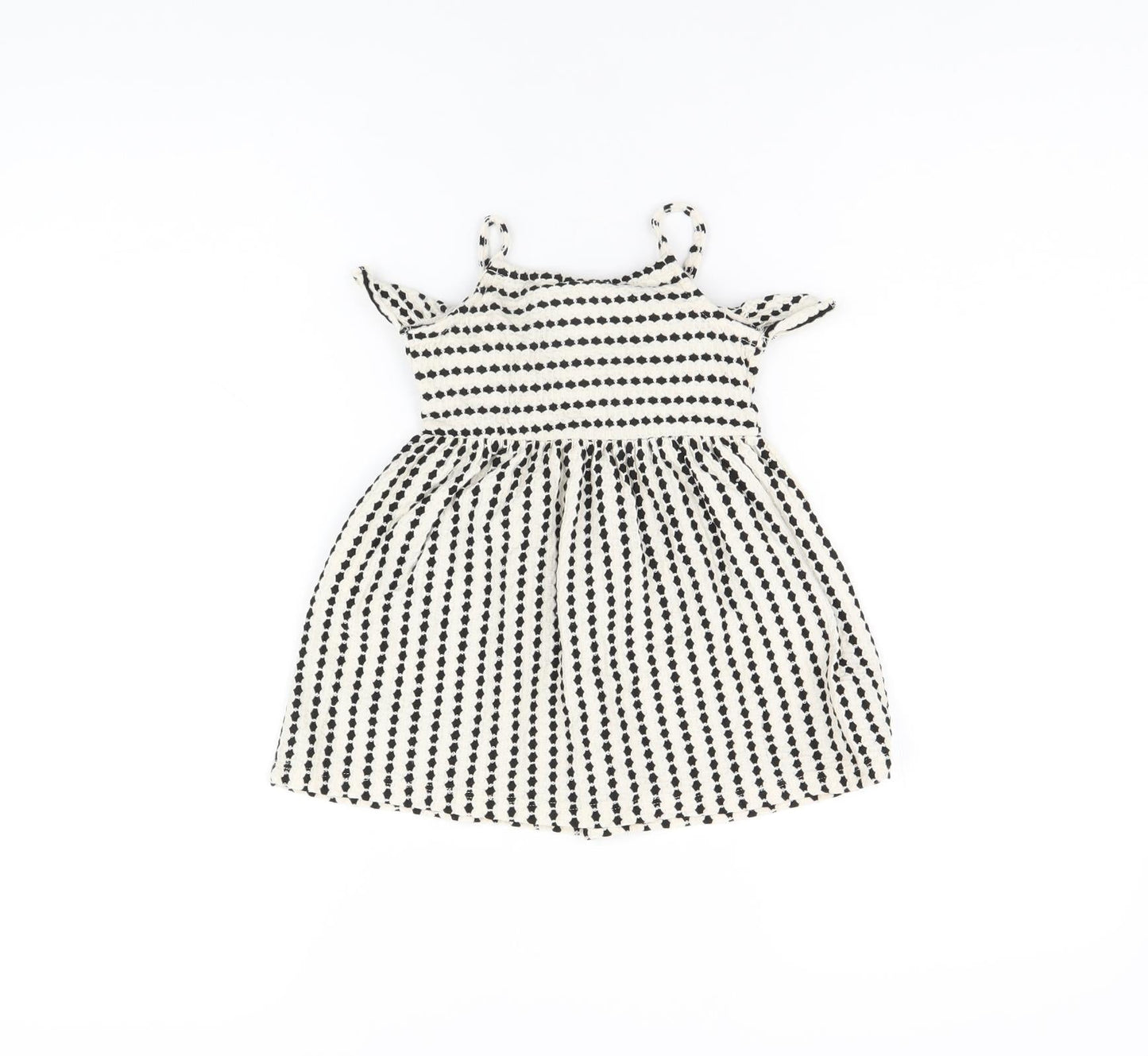 Zara Girls White Striped Cotton A-Line Size 12-18 Months Scoop Neck Pullover