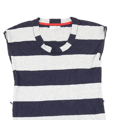 Autograph Womens Grey Striped Cotton Bodycon Size 14 Scoop Neck Pullover