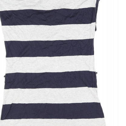 Autograph Womens Grey Striped Cotton Bodycon Size 14 Scoop Neck Pullover