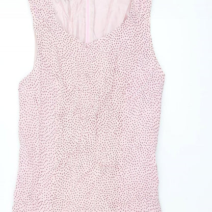 Gerry Weber Womens Pink Polka Dot Viscose Shift Size 10 Scoop Neck Zip