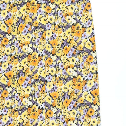 H&M Womens Black Floral Polyester Shift Size S V-Neck Pullover