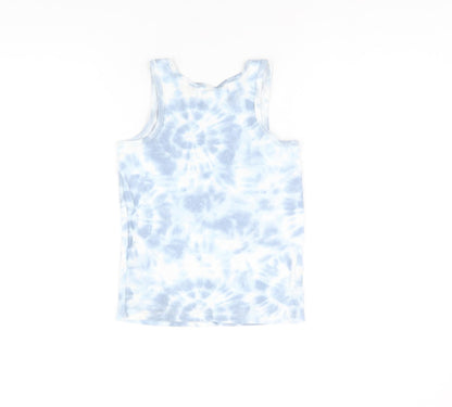 H&M Girls Blue Geometric Cotton Basic Tank Size 4-5 Years Scoop Neck Pullover - Tie Dye