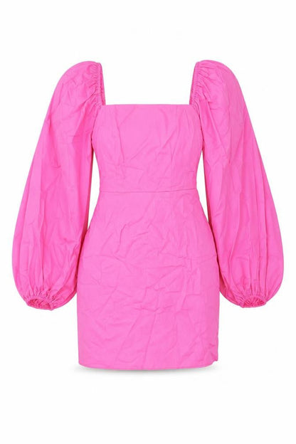 River Island Womens Pink Cotton Bodycon Size 6 Square Neck Zip