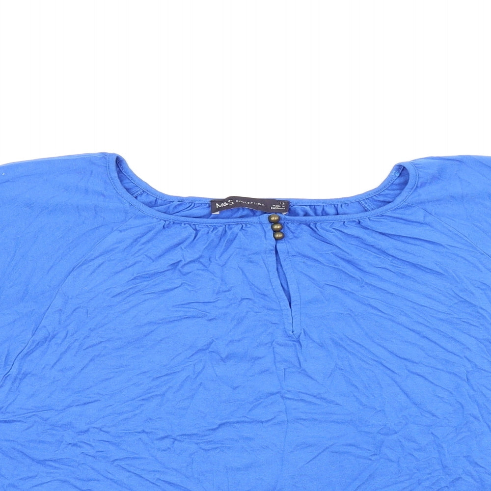 Womens UK Size 12 Marks and Spencer Blue Basic T-Shirt