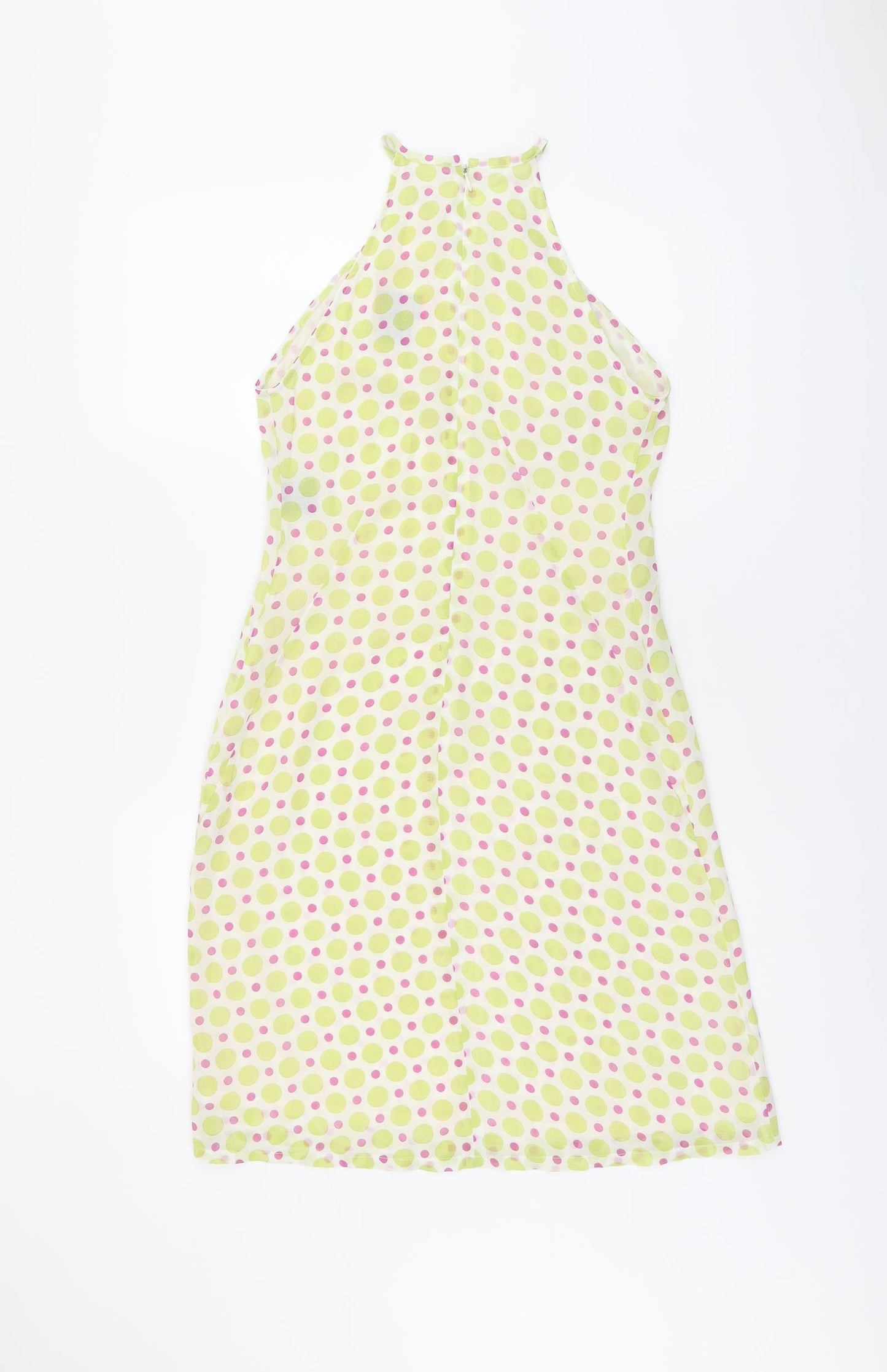 Saba Womens White Polka Dot Polyester Shift Size 6 Halter Zip