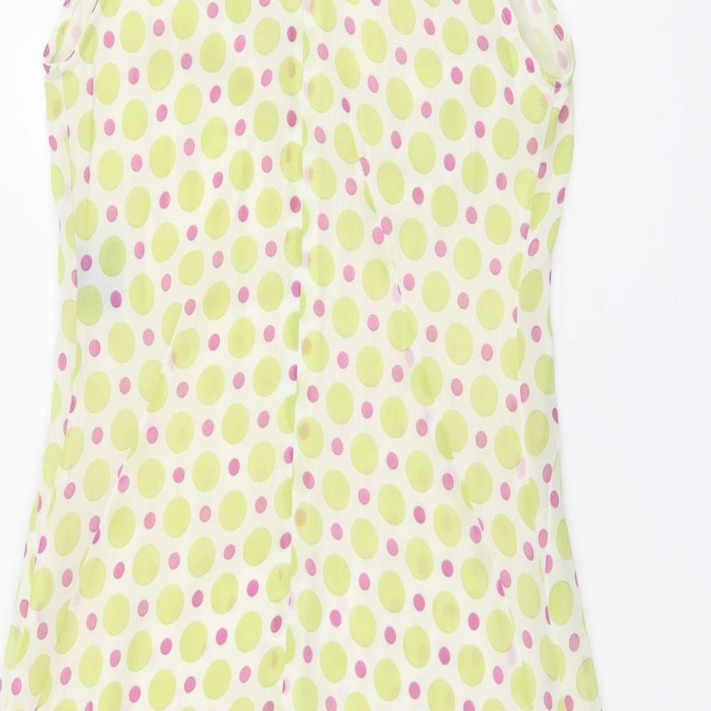 Saba Womens White Polka Dot Polyester Shift Size 6 Halter Zip