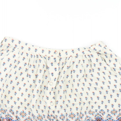 New Look Womens Ivory Floral Viscose Mini Skirt Size 6 Button