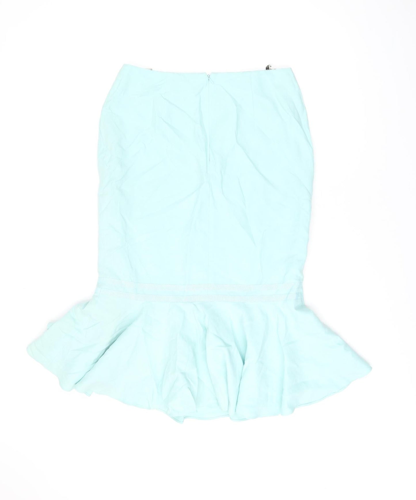 Minuet Womens Blue Silk Trumpet Skirt Size 12 Zip