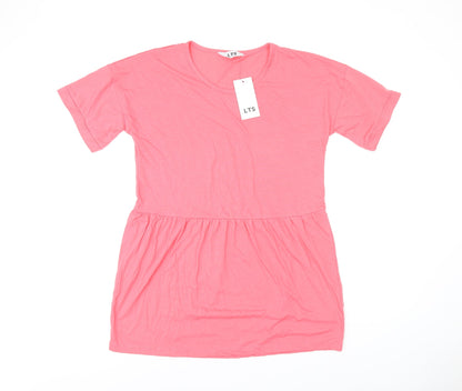 Womens UK Size 12 LTS Pink Basic T-Shirt