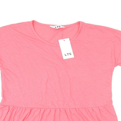 Womens UK Size 12 LTS Pink Basic T-Shirt