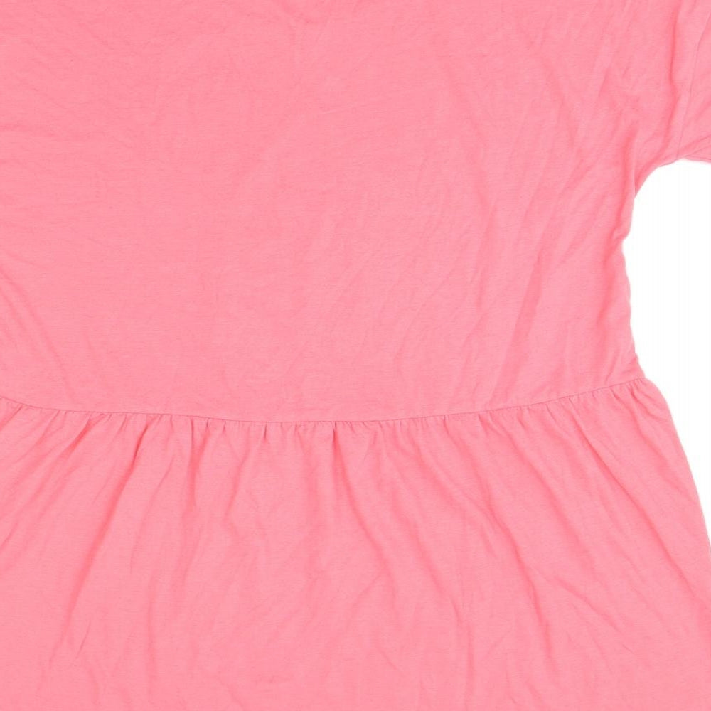 Womens UK Size 12 LTS Pink Basic T-Shirt