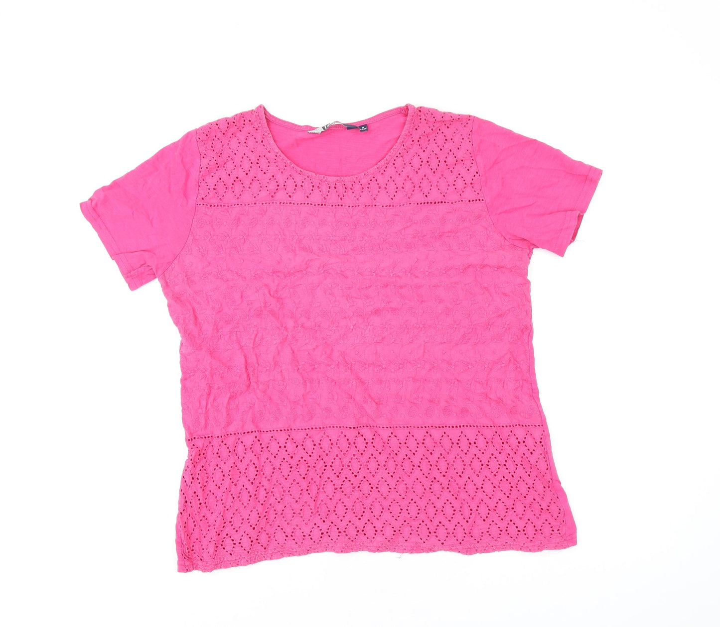 Womens UK Size 14 ISLE Pink Basic T-Shirt