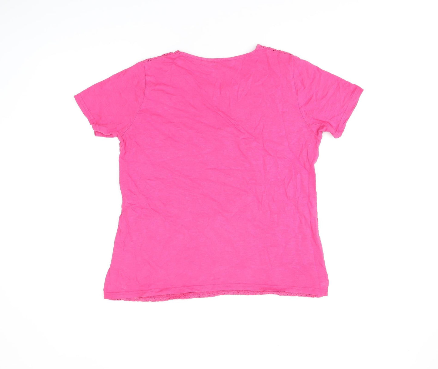 Womens UK Size 14 ISLE Pink Basic T-Shirt