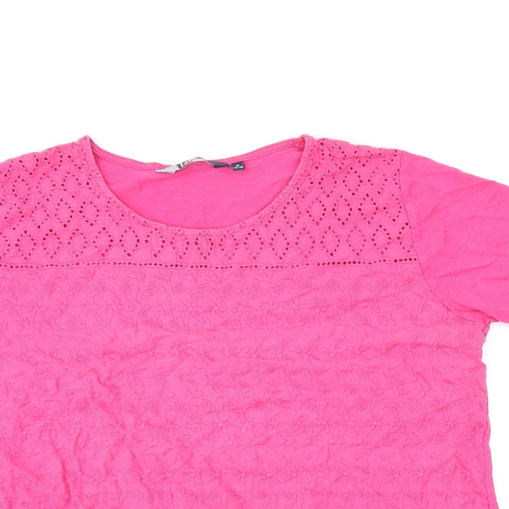 Womens UK Size 14 ISLE Pink Basic T-Shirt