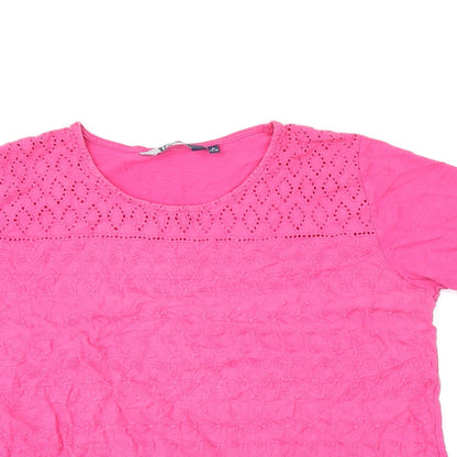 Womens UK Size 14 ISLE Pink Basic T-Shirt