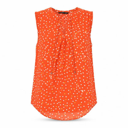 41Hawthorn Womens Red Polka Dot Polyester Basic T-Shirt Size S V-Neck