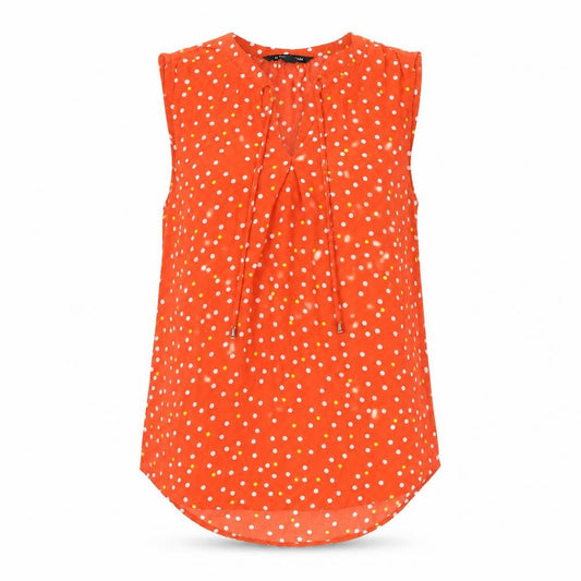 41Hawthorn Womens Red Polka Dot Polyester Basic T-Shirt Size S V-Neck