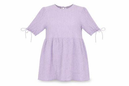 Lola May Womens Purple Viscose Skater Dress Size 8 Round Neck Tie