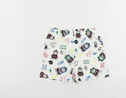Marks and Spencer Baby White Geometric Cotton Cami Sleep Shorts Size 18-24 Months - Thomas The Tank Engine