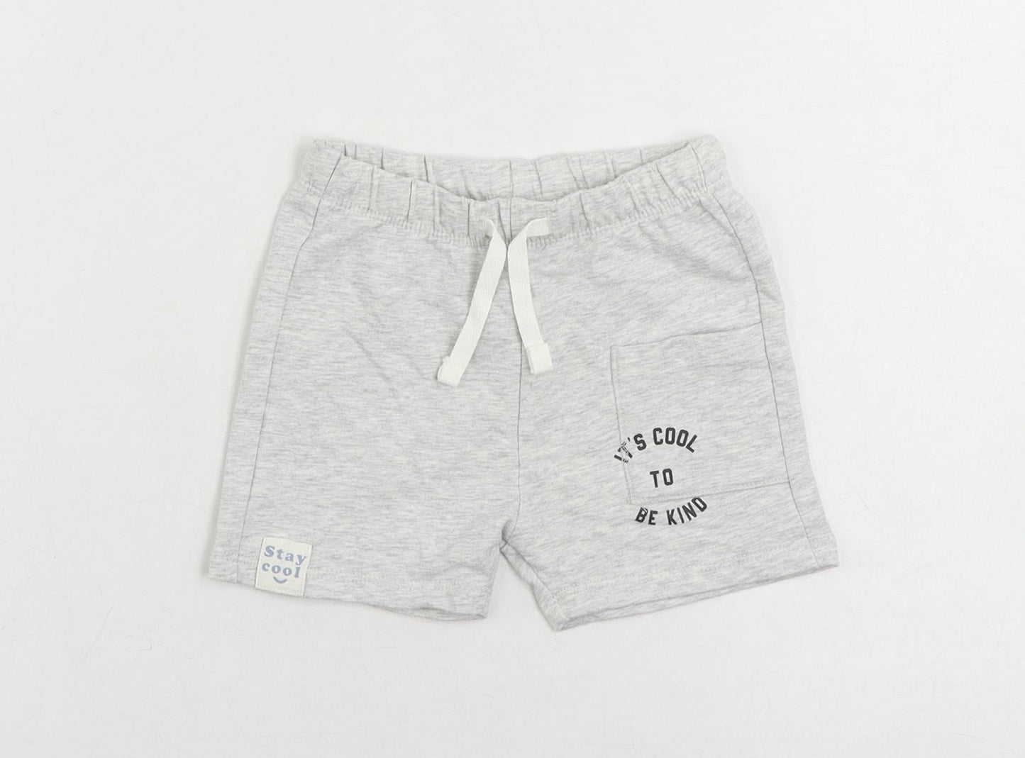 Marks and Spencer Baby Grey Cotton Cropped Trousers Size 6-9 Months Drawstring