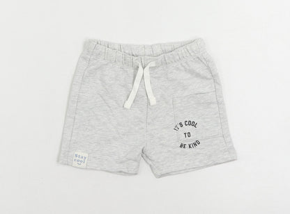 Marks and Spencer Baby Grey Cotton Cropped Trousers Size 6-9 Months Drawstring