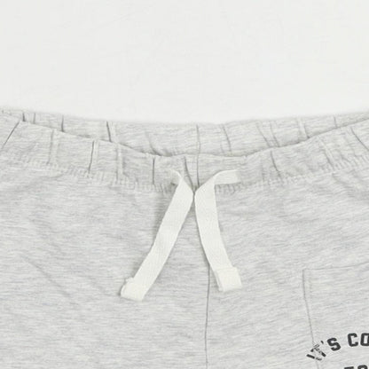 Marks and Spencer Baby Grey Cotton Cropped Trousers Size 6-9 Months Drawstring