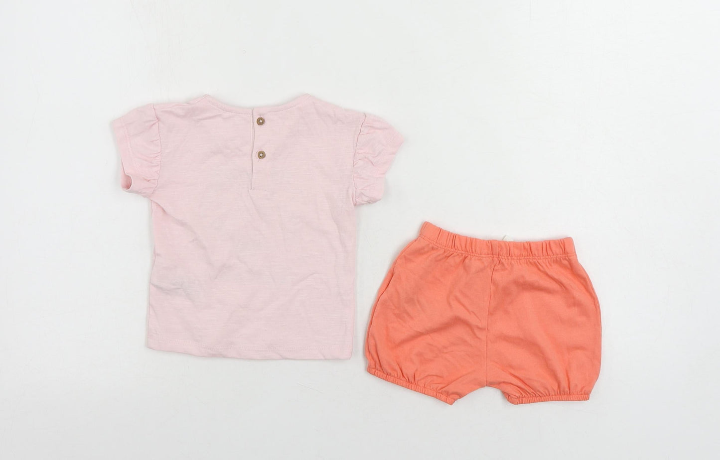 Marks and Spencer Baby Pink Cotton Shorts Set Outfit/Set Size 3-6 Months - Summer