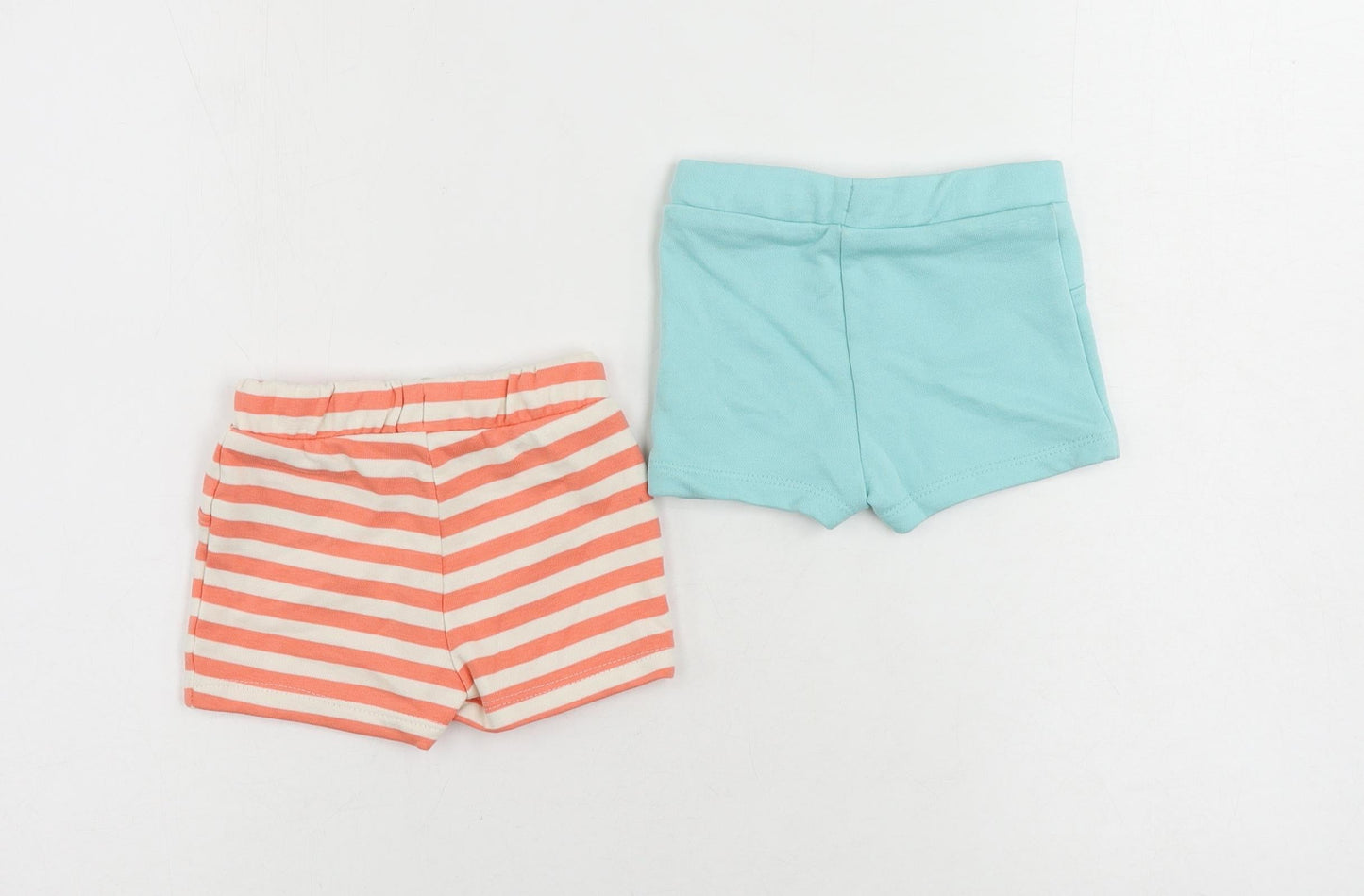 Marks and Spencer Baby Pink Striped Cotton Cropped Trousers Size 3-6 Months Drawstring