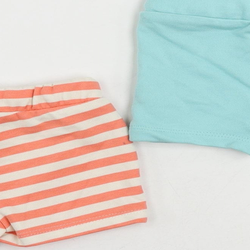Marks and Spencer Baby Pink Striped Cotton Cropped Trousers Size 3-6 Months Drawstring