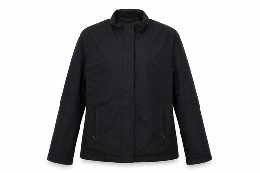Front view of NuAge women’s blue jacket, size UK 12, zip - zipped pockets