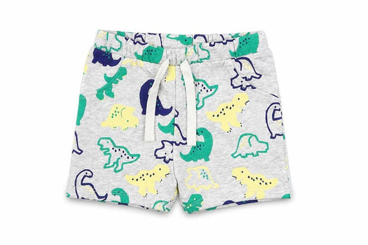 Marks and Spencer Baby Grey Geometric Cotton Cropped Trousers Size 9-12 Months Drawstring - Dinosaur Print