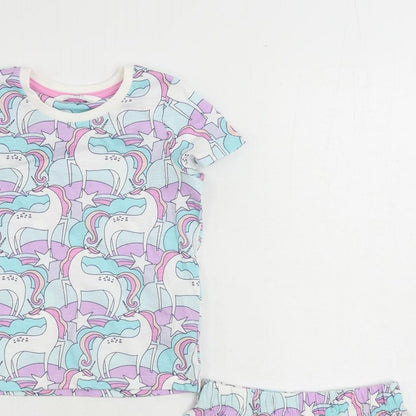 Marks and Spencer Girls Multicoloured Geometric Cotton Set Pyjama Set Size 18-24 Months Pullover - Unicorn