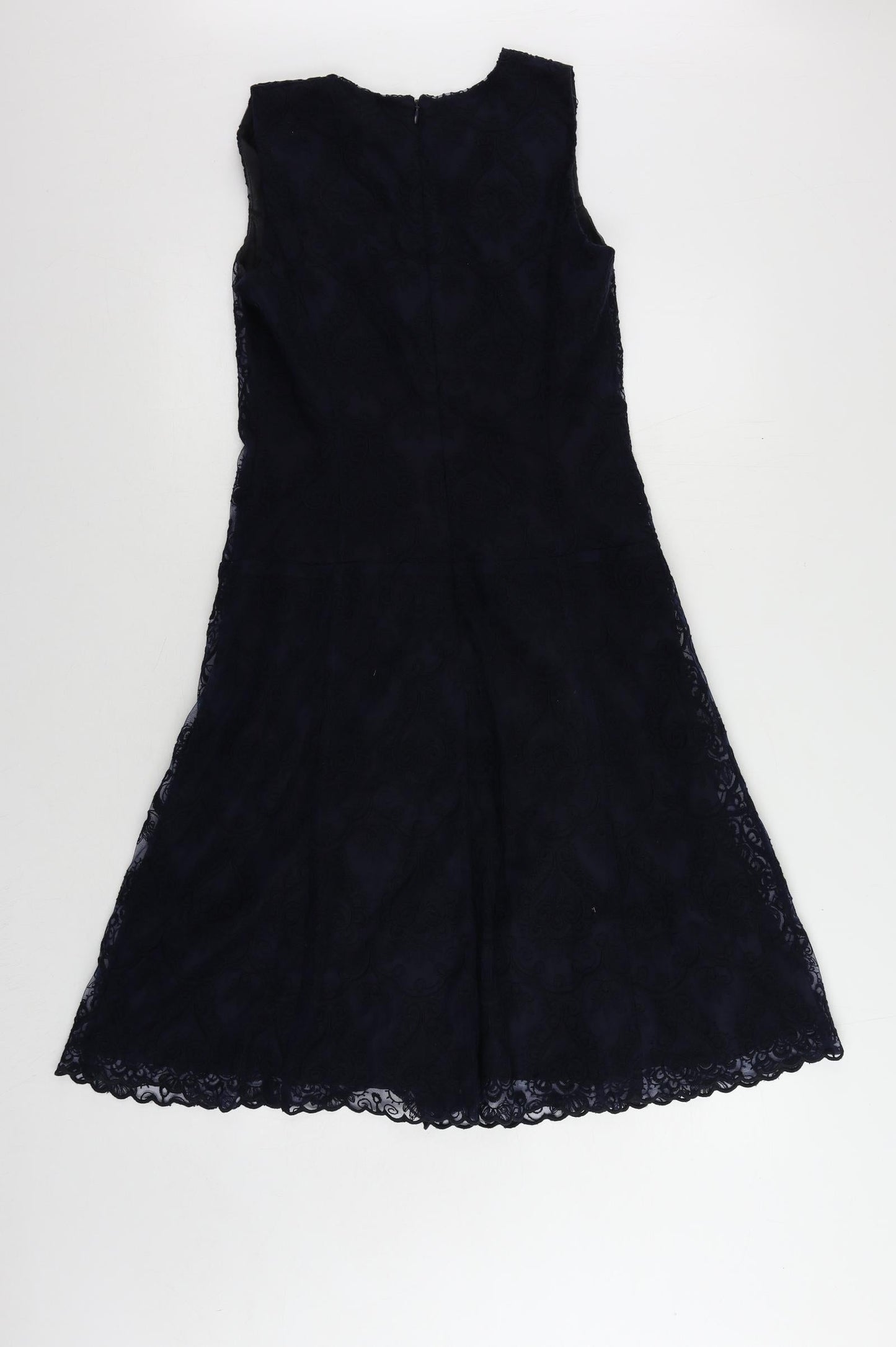 NEXT Womens Blue Cotton Fit & Flare Size 10 V-Neck Zip