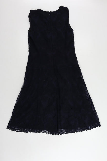 NEXT Womens Blue Cotton Fit & Flare Size 10 V-Neck Zip