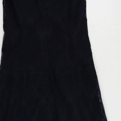 NEXT Womens Blue Cotton Fit & Flare Size 10 V-Neck Zip