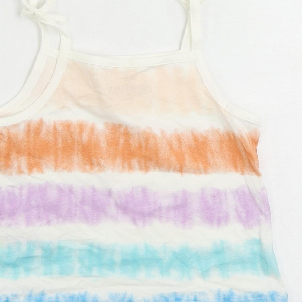 Marks and Spencer Girls Multicoloured Striped Cotton Camisole Tank Size 3-4 Years Square Neck Pullover