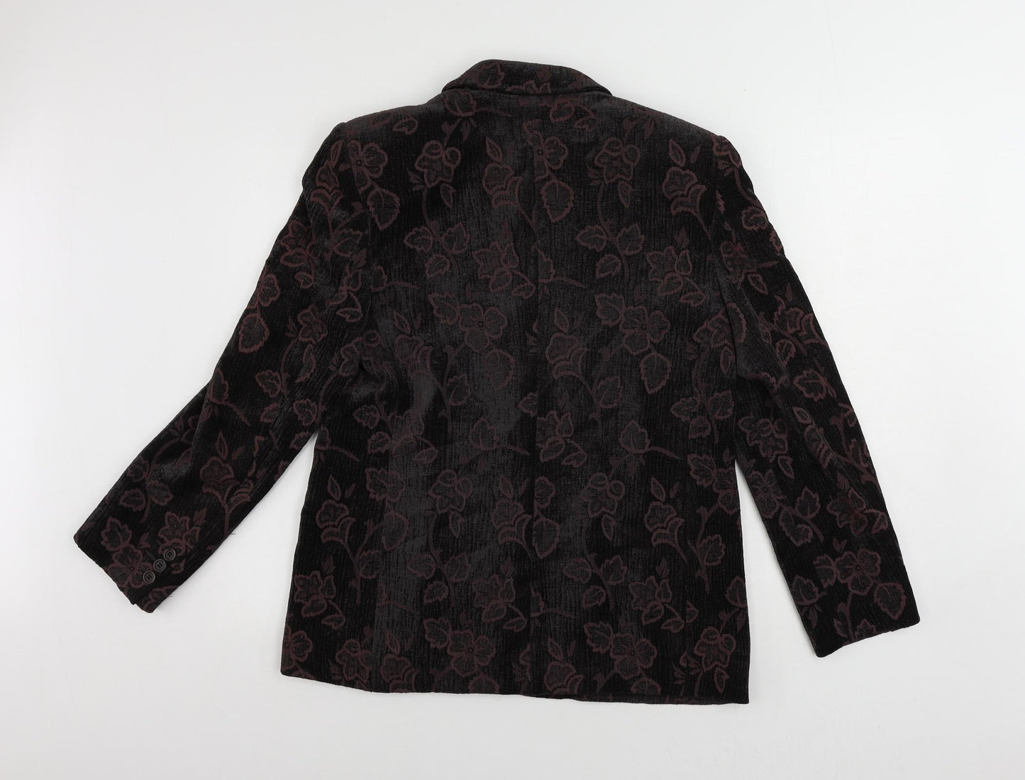 Adolfo Dominguez Womens Purple Floral Jacket Blazer Size 12 Button