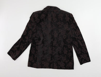 Adolfo Dominguez Womens Purple Floral Jacket Blazer Size 12 Button