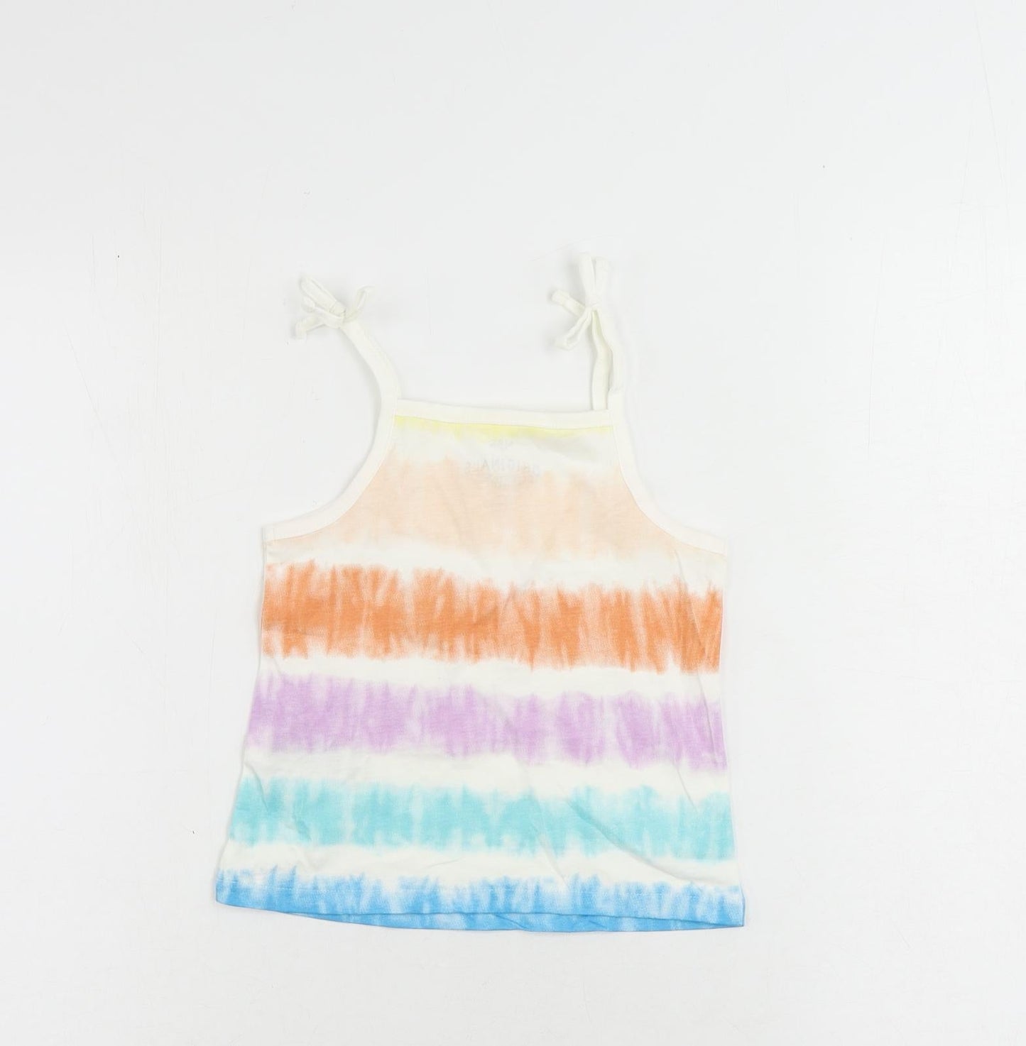 Marks and Spencer Girls Multicoloured Striped Cotton Camisole Tank Size 3-4 Years Square Neck Pullover