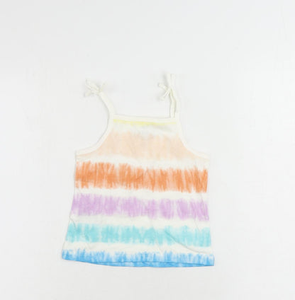 Marks and Spencer Girls Multicoloured Striped Cotton Camisole Tank Size 3-4 Years Square Neck Pullover