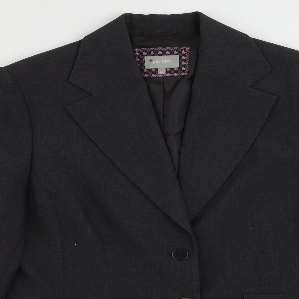 Per Una Womens Grey Jacket Blazer Size 12 Button