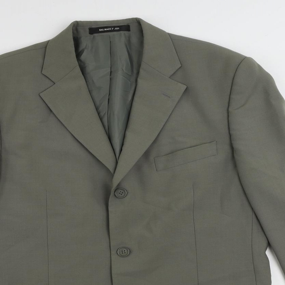 Balmain Mens Green Polyester Jacket Suit Jacket Size 40 Regular