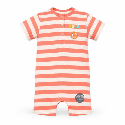 Marks and Spencer Girls Pink Striped Cotton Romper One-Piece Size 2-3 Years Snap