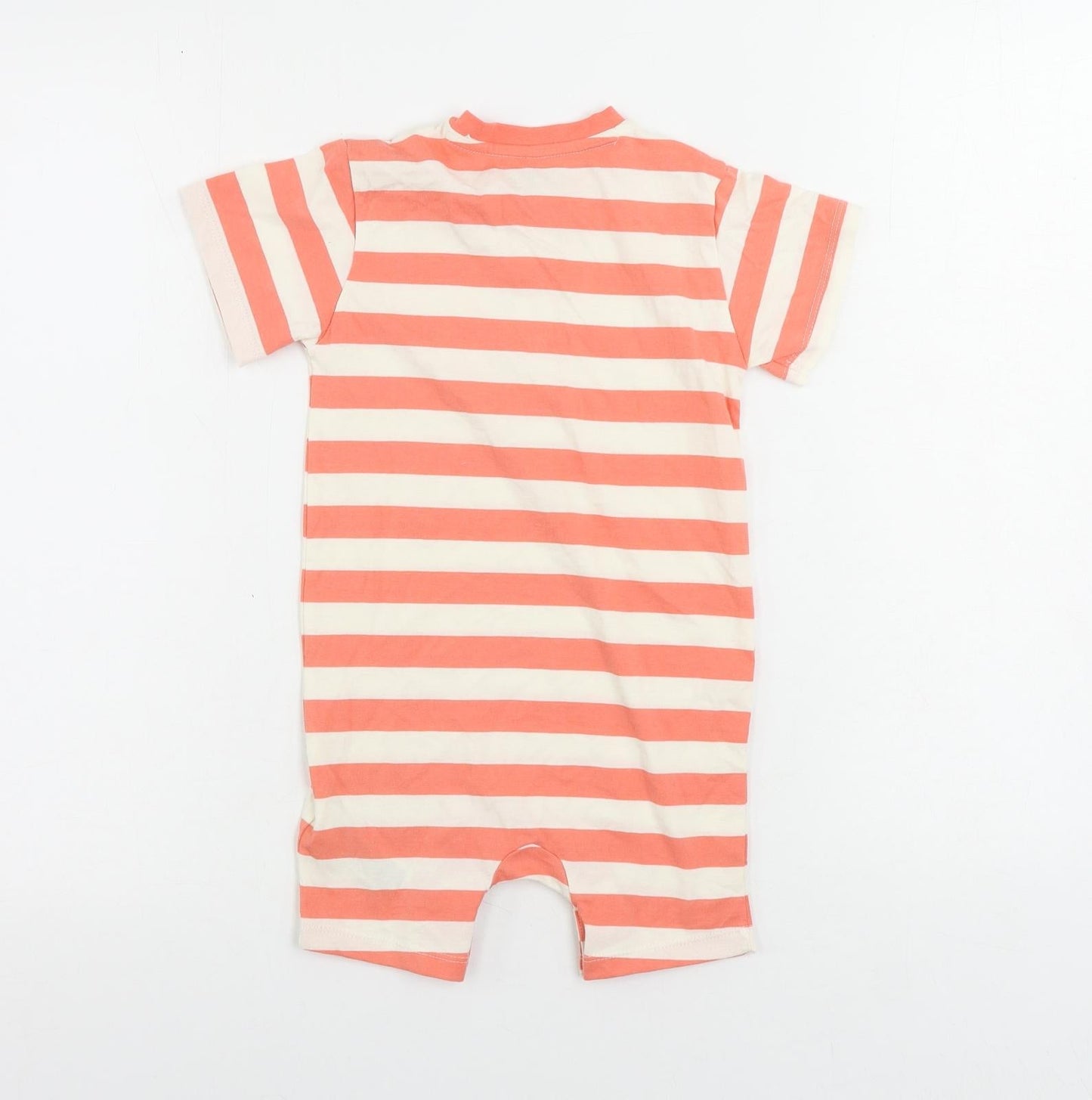 Marks and Spencer Girls Pink Striped Cotton Romper One-Piece Size 2-3 Years Snap