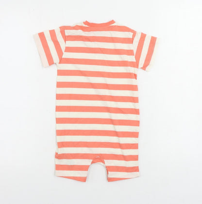 Marks and Spencer Girls Pink Striped Cotton Romper One-Piece Size 2-3 Years Snap