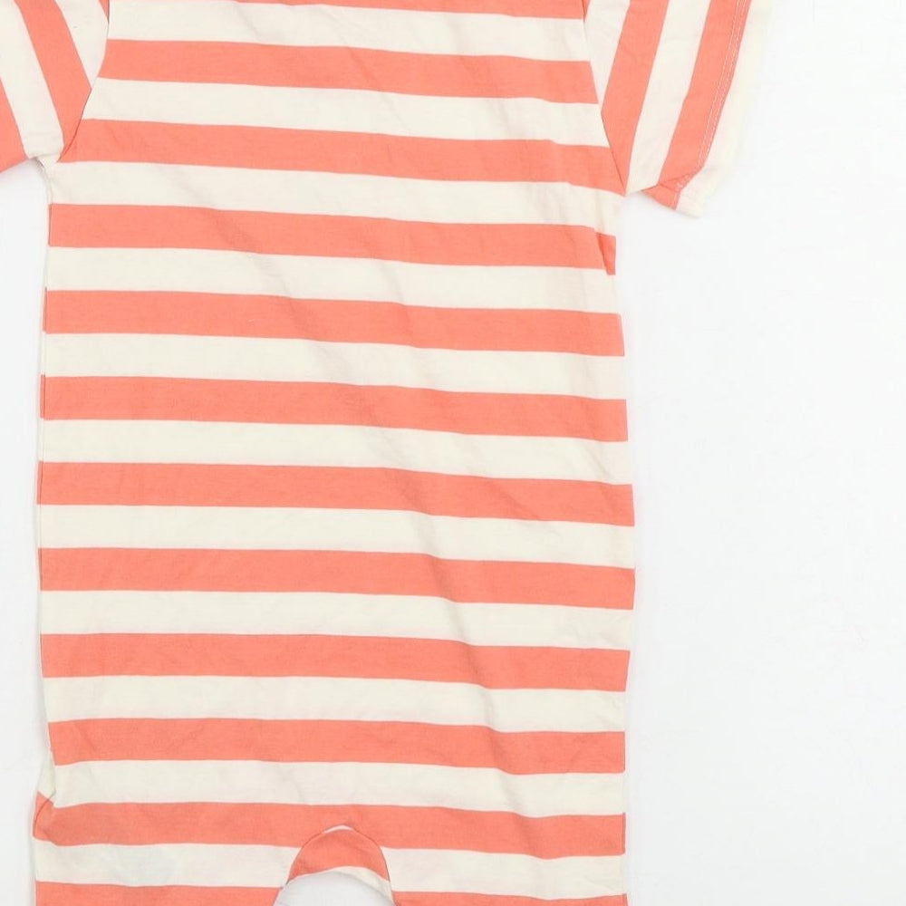 Marks and Spencer Girls Pink Striped Cotton Romper One-Piece Size 2-3 Years Snap